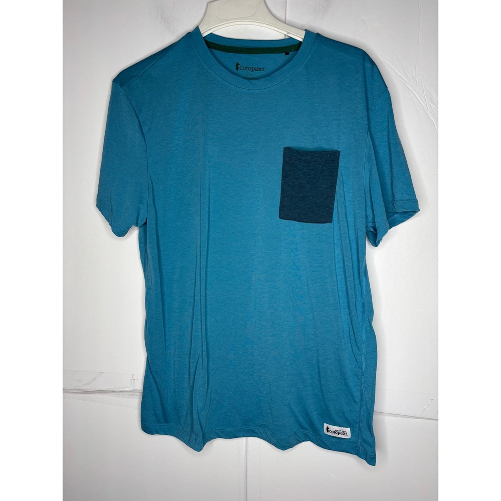 Cotopaxi Mens Large Teal Blue Performance Short Sleeve Pocket T-Shirt‎ Tee